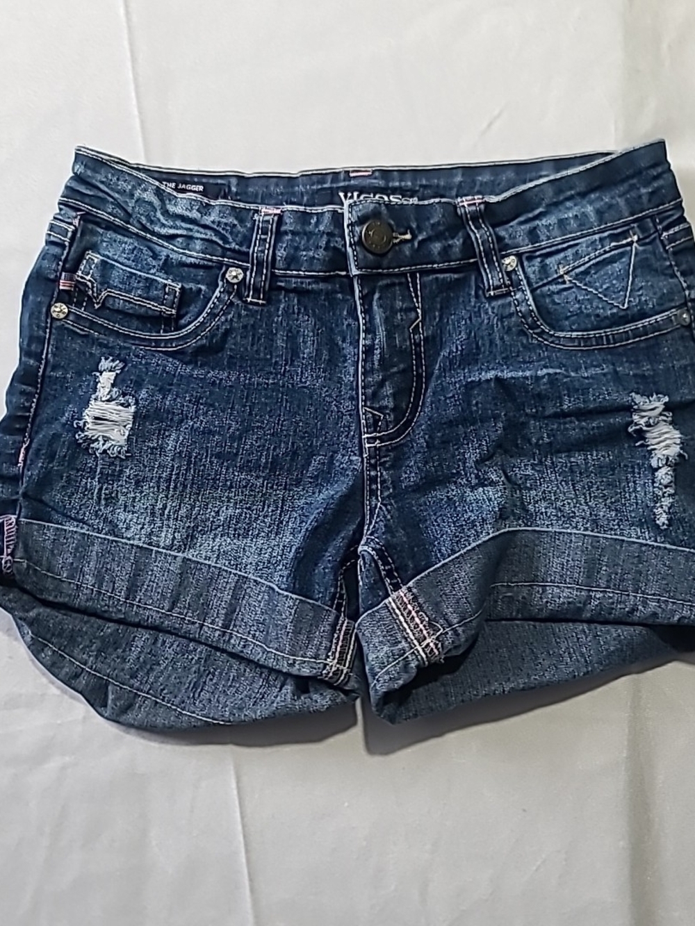 Vigoss Stretch Jean The Jagger Shorts Size 12 Distressed Blue